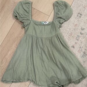 Princess Polly Sage Puff Sleeve Romper Dress